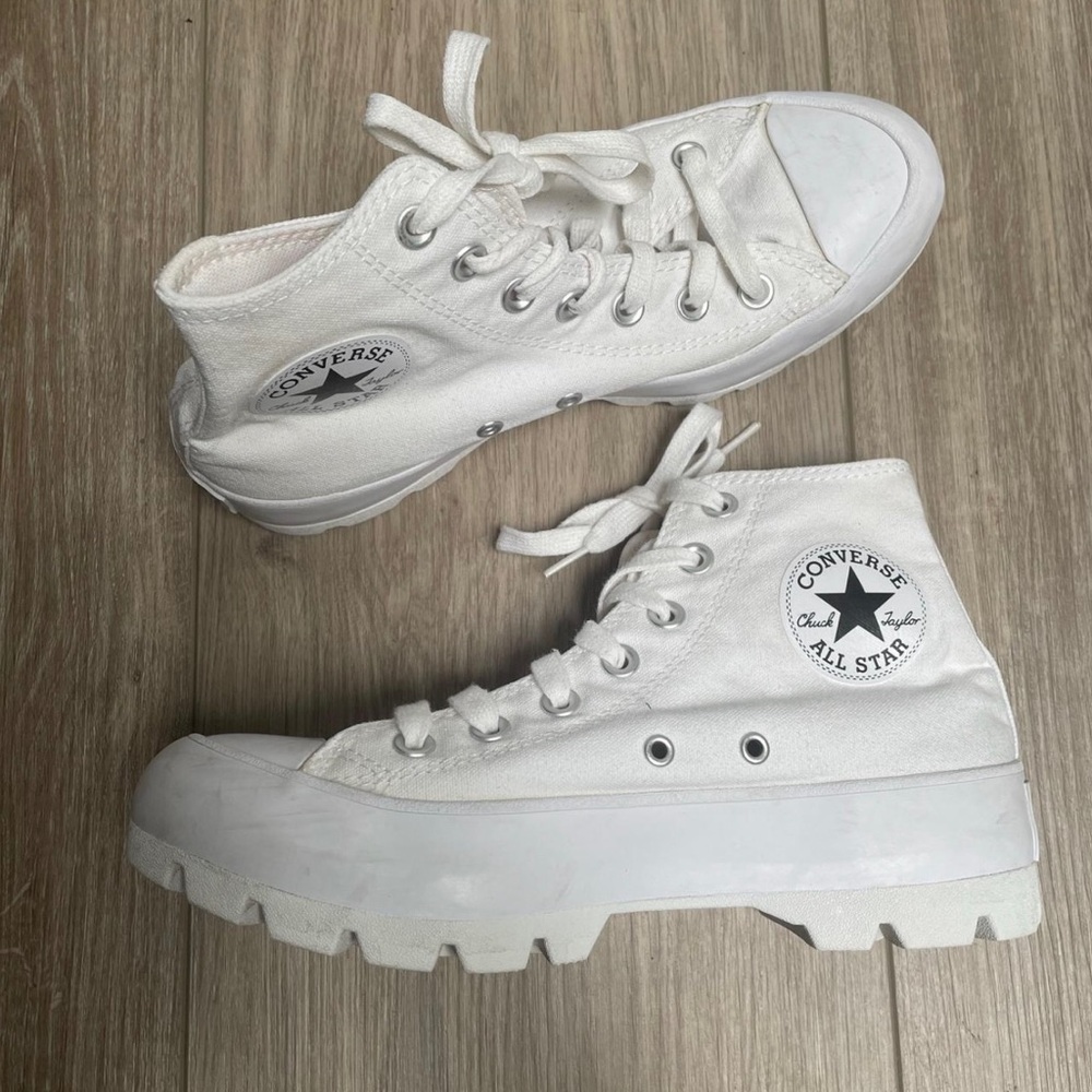 Converse All Star White High-Top Platform Sneakers